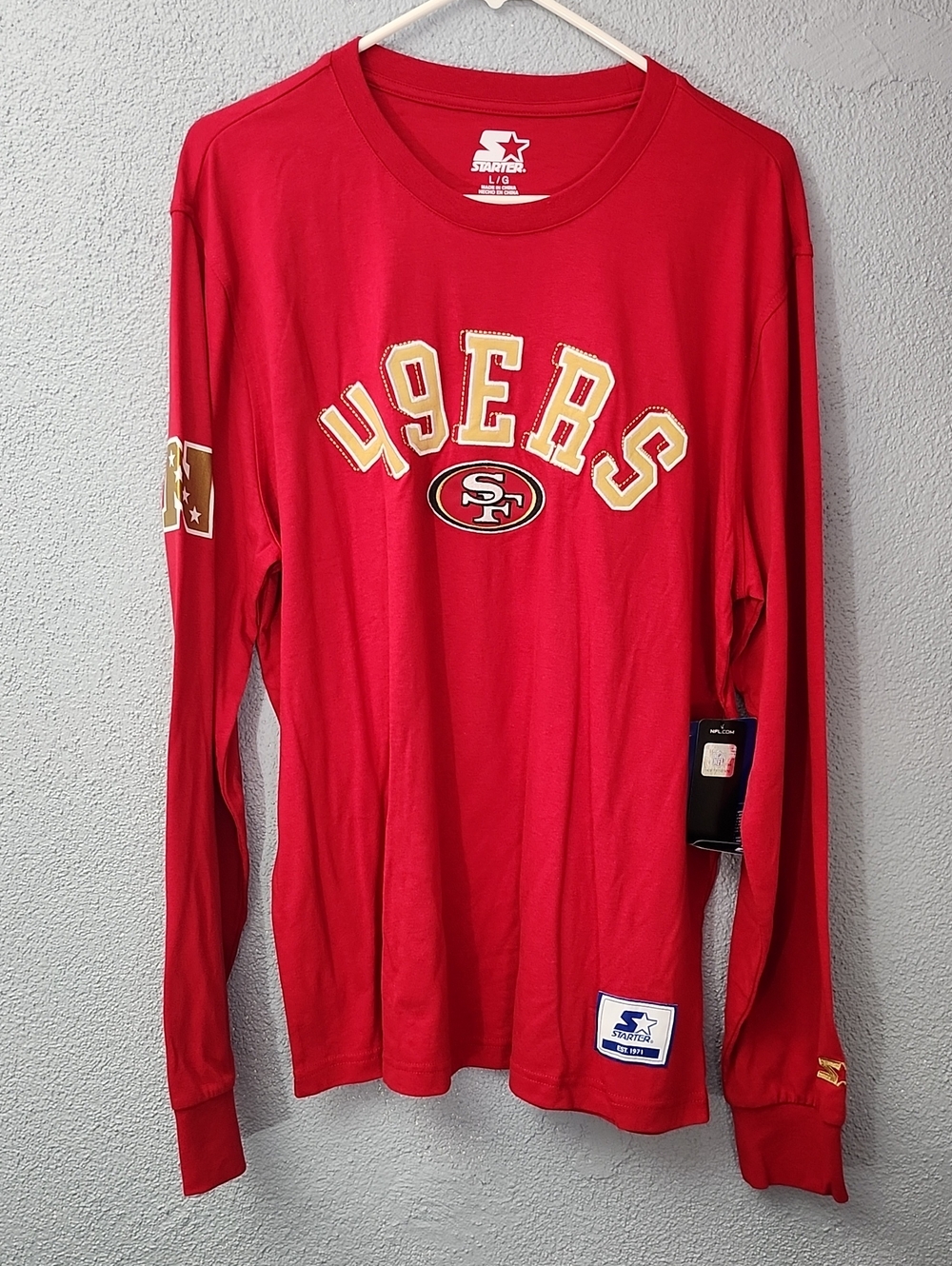 STARTER Red San Francisco 49ers Long-Sleeve Tee with Gold Accents